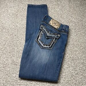 Women’s Miss Me Boyfriend Blue Medium Wash Distressed Ankle Jeans‎ Size 28x30